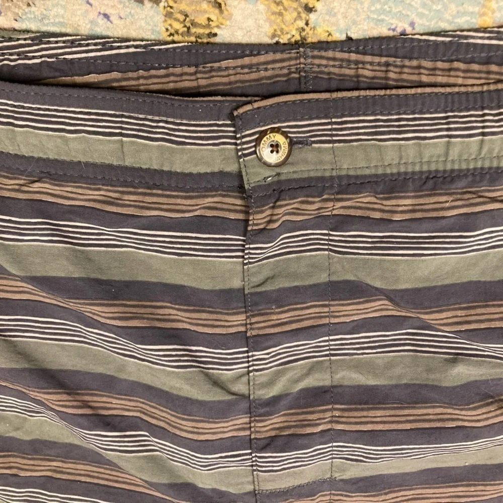 Tommy Bahama Green And Brown Striped Swim Trunks Size Medium